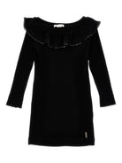 Abito per bambina Monnalisa nero con dettagli con ruches - Rubino Kids