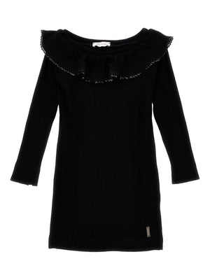 Abito per bambina Monnalisa nero con dettagli con ruches