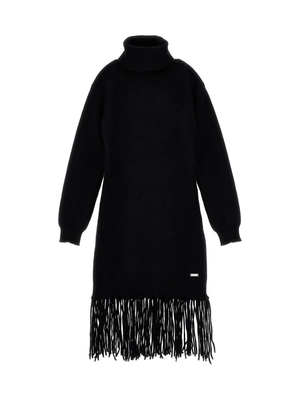 Monnalisa black dress for girls with fringes