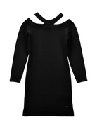 Abito per bambina Monnalisa nero con spalline incrociate - Rubino Kids