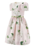 Abito per bambina Monnalisa rosa a fiori con cintura - Rubino Kids