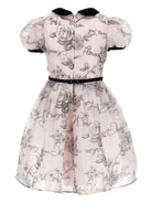 Abito per bambina Monnalisa rosa a fiori con maniche a palloncino - Rubino Kids