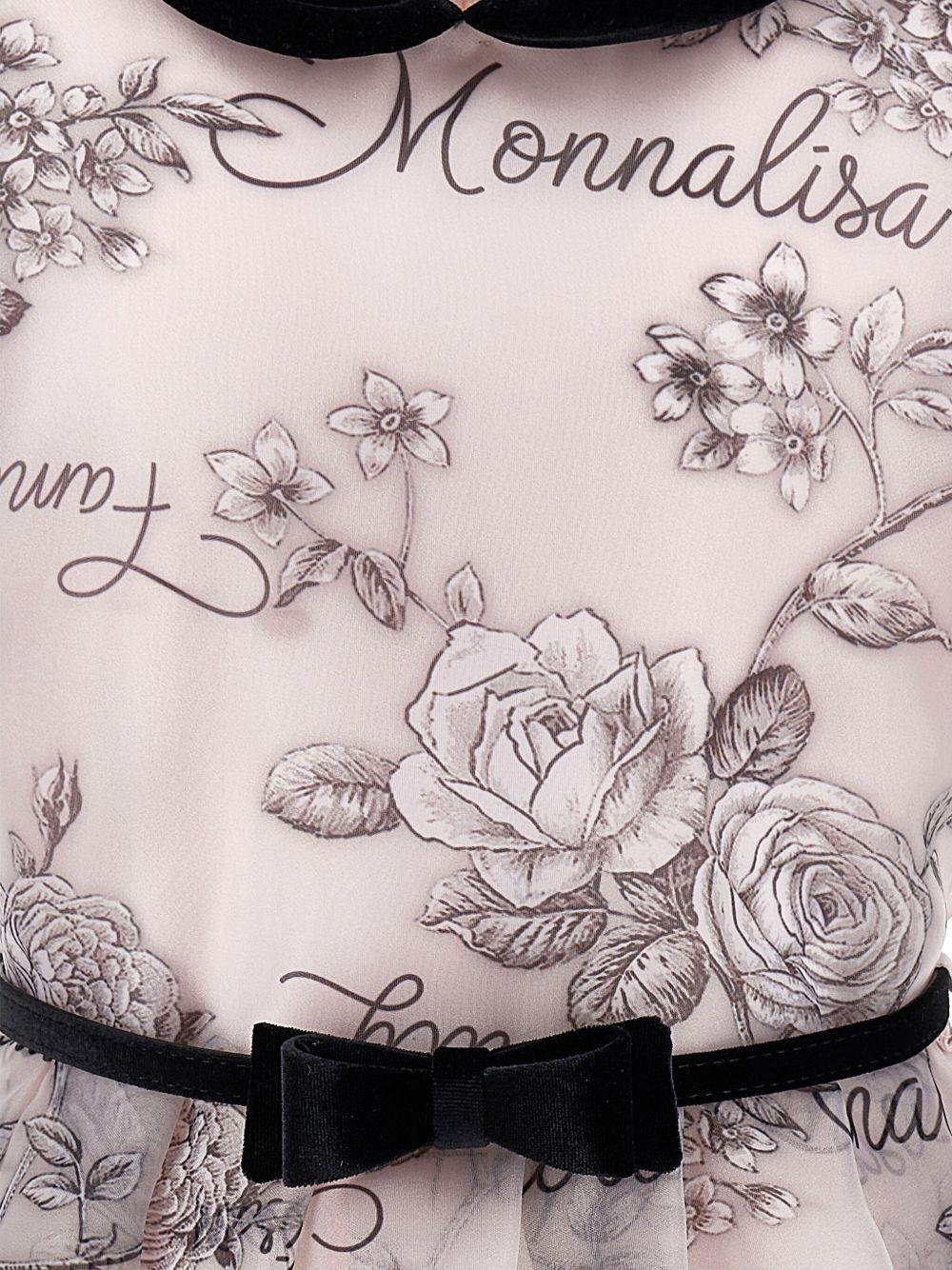 Abito per bambina Monnalisa rosa a fiori con maniche a palloncino - Rubino Kids