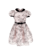 Abito per bambina Monnalisa rosa a fiori con maniche a palloncino - Rubino Kids