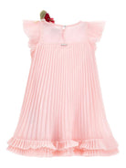 Abito per bambina Monnalisa rosa con applicazione a fiori - Rubino Kids