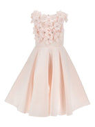 Abito per bambina Monnalisa rosa con applicazione a fiori - Rubino Kids