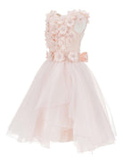 Abito per bambina Monnalisa rosa con applicazione a fiori - Rubino Kids