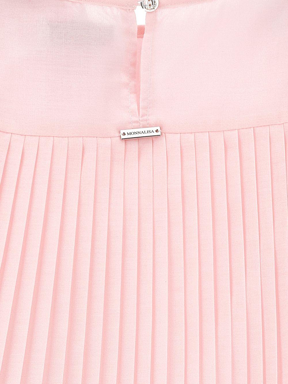 Abito per bambina Monnalisa rosa con applicazione a fiori - Rubino Kids