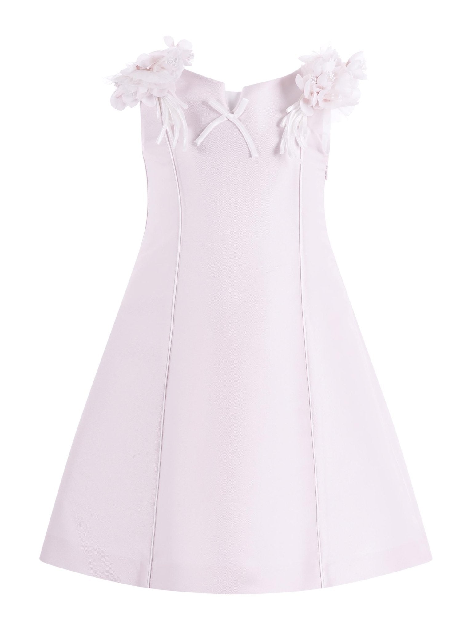 Abito per bambina Monnalisa rosa con applicazioni a fiori - Rubino Kids