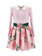Abito per bambina Monnalisa rosa con decorazione a fiori - Rubino Kids