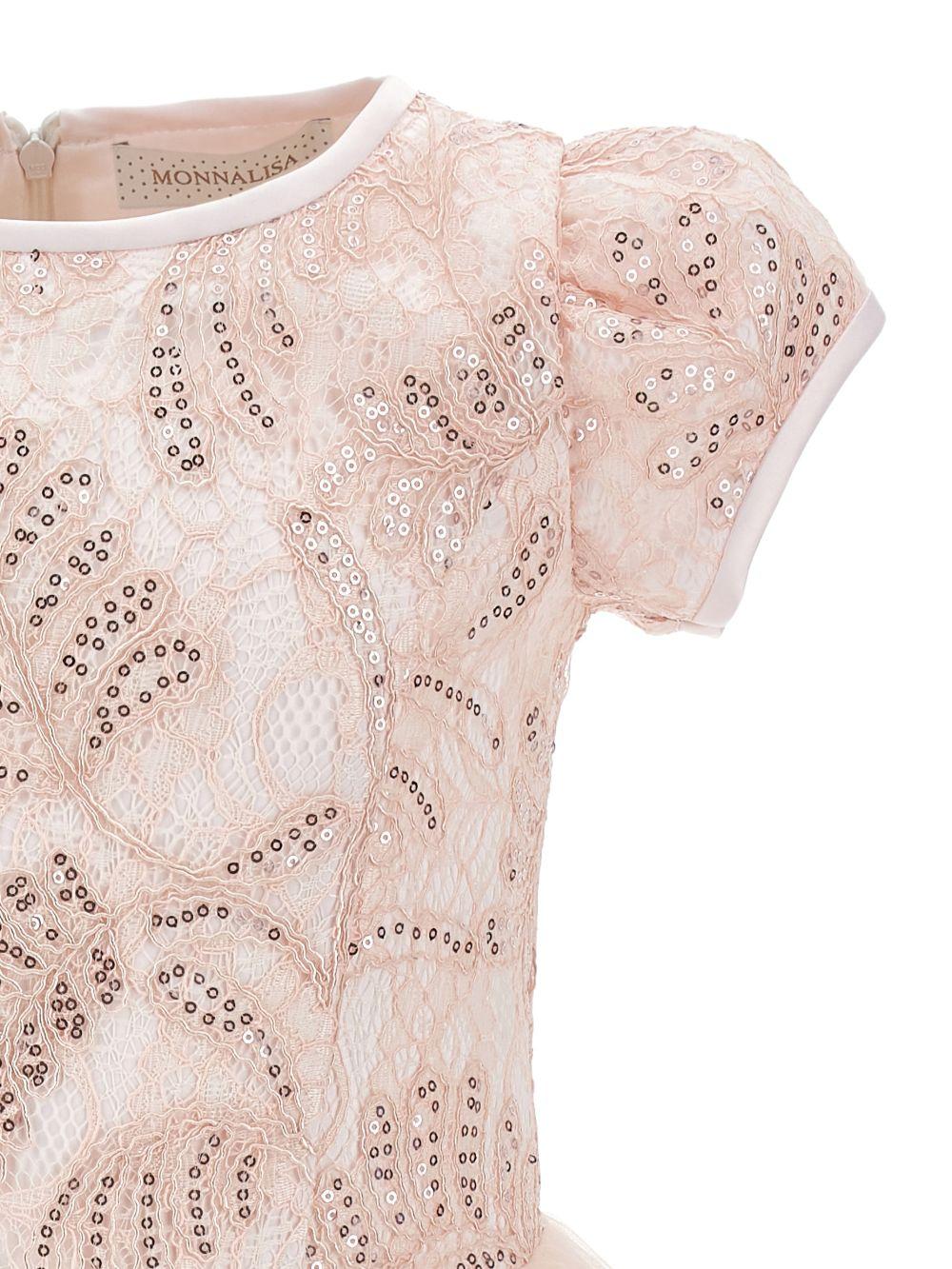Abito per bambina Monnalisa rosa con decorazione con paillettes - Rubino Kids