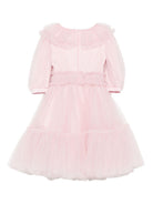 Abito per bambina Monnalisa rosa con orlo a balze - Rubino Kids