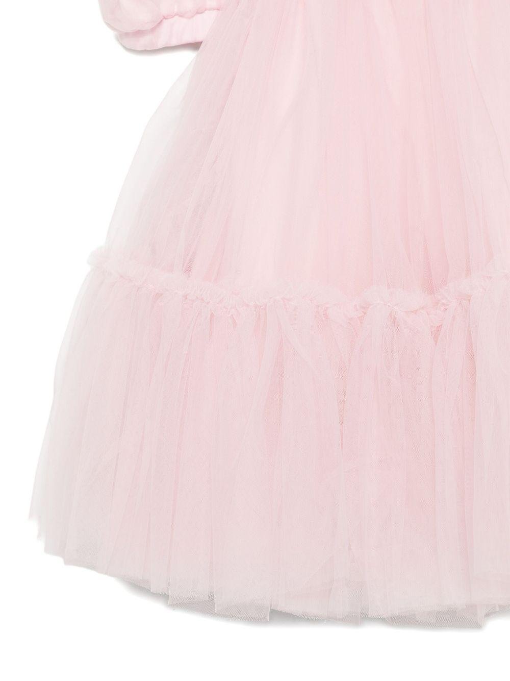 Abito per bambina Monnalisa rosa con orlo a balze - Rubino Kids