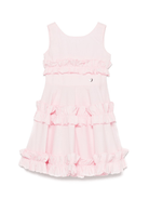 Abito per bambina Monnalisa rosa con ruches - Rubino Kids