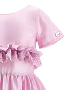 Abito per bambina Monnalisa rosa con ruches - Rubino Kids