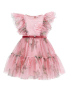 Abito per bambina Monnalisa rosa con ruches - Rubino Kids
