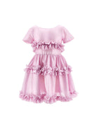 Abito per bambina Monnalisa rosa con ruches - Rubino Kids