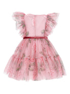 Abito per bambina Monnalisa rosa con ruches - Rubino Kids