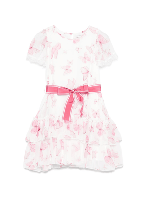 Abito per bambina Monnalisa rosa con stampa farfalla