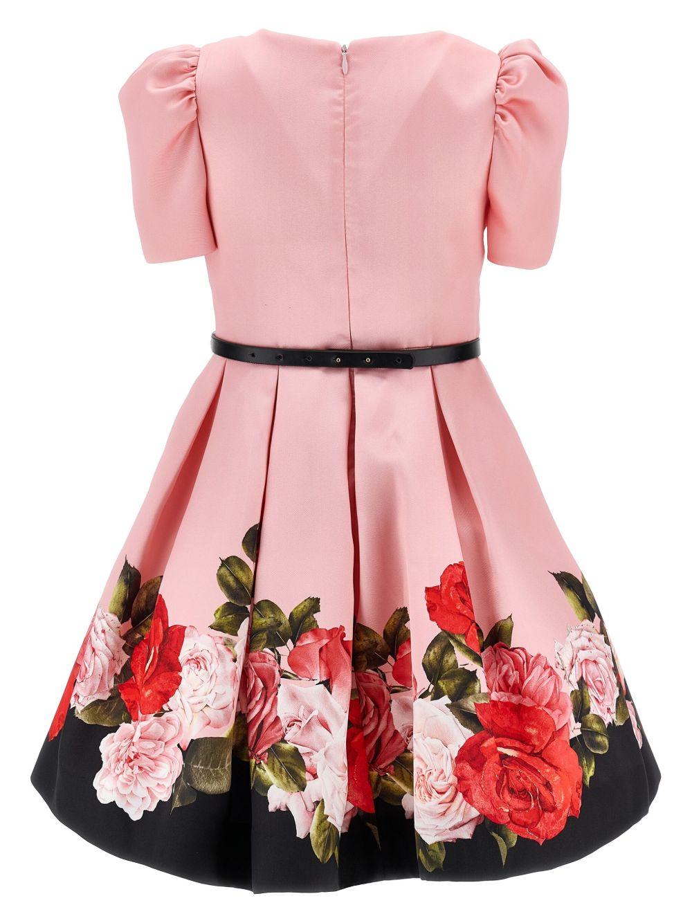 Abito per bambina Monnalisa rosa con stampa floreale - Rubino Kids