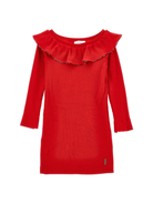 Abito per bambina Monnalisa rosso con dettagli con ruches - Rubino Kids