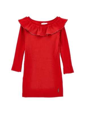 Abito per bambina Monnalisa rosso con dettagli con ruches