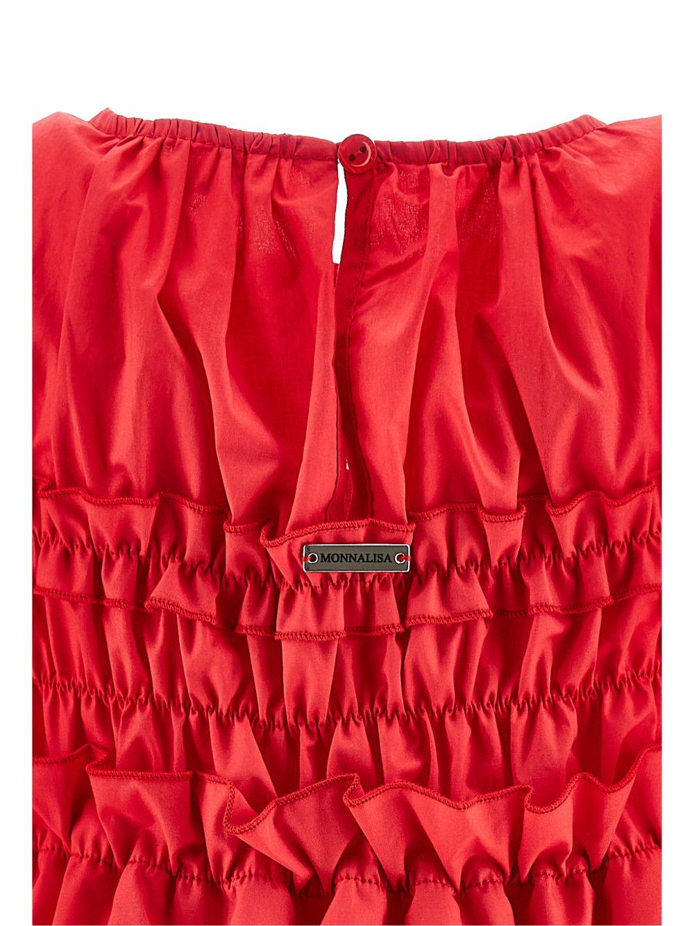 Abito per bambina Monnalisa rosso smanicato con ruches - Rubino Kids