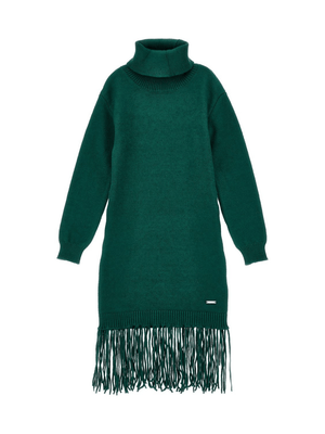 Monnalisa green dress for girls with fringes