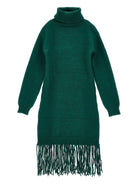 Abito per bambina Monnalisa verde con frange - Rubino Kids