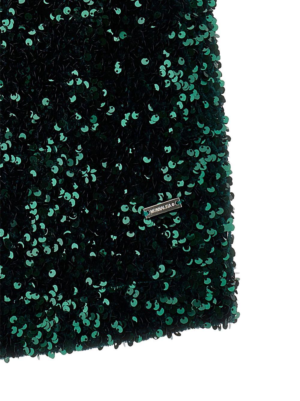 Abito per bambina Monnalisa verde con paillettes - Rubino Kids