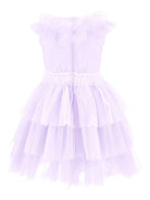 Abito per bambina Monnalisa viola con colletto con ruches - Rubino Kids