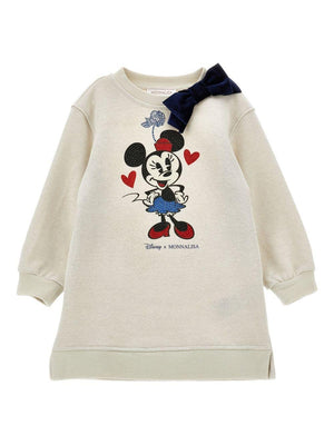 Abito per bambina Monnalisa x Disney bianco con stampa Minnie Mouse
