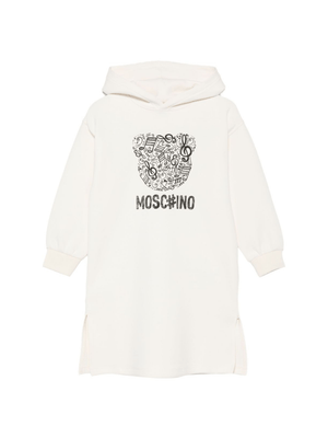 Abito per bambina Moschino Kids bianco con cappuccio