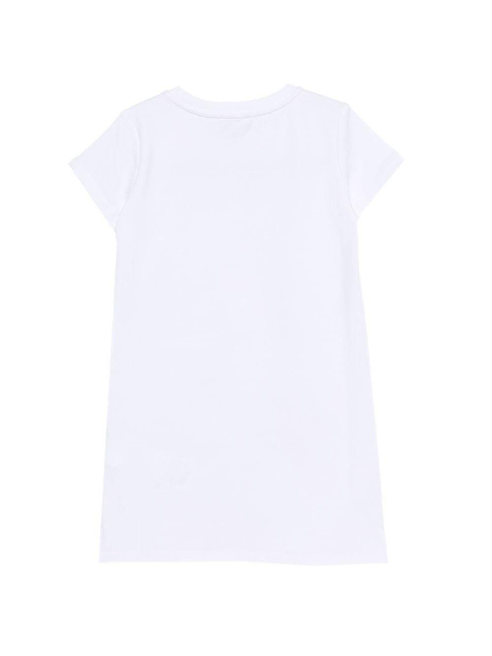 Abito per bambina Moschino Kids bianco con logo in strass - Rubino Kids