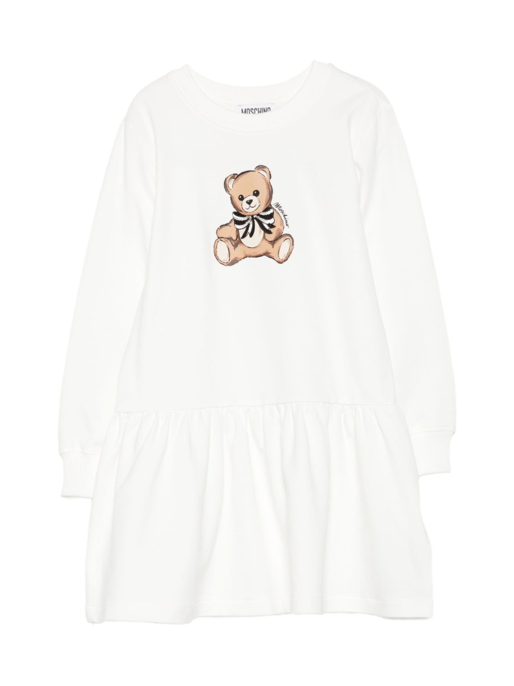 Abito per bambina Moschino Kids bianco con stampa Teddy Bear - Rubino Kids