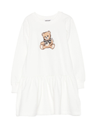 Abito per bambina Moschino Kids bianco con stampa Teddy Bear - Rubino Kids