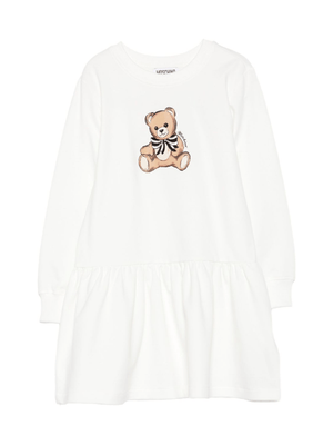 Abito per bambina Moschino Kids bianco con stampa Teddy Bear