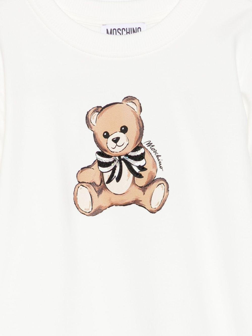 Abito per bambina Moschino Kids bianco con stampa Teddy Bear - Rubino Kids
