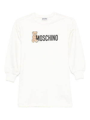 Abito per bambina Moschino Kids bianco con stampa Teddy Bear