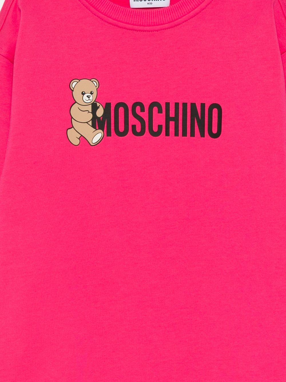 Abito per bambina Moschino Kids fucsia con stampa Teddy - Rubino Kids