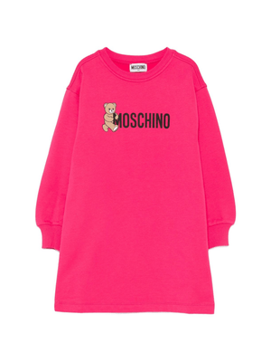 Abito per bambina Moschino Kids fucsia con stampa Teddy