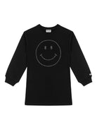 Abito per bambina Moschino Kids nero con applicazione smile - Rubino Kids