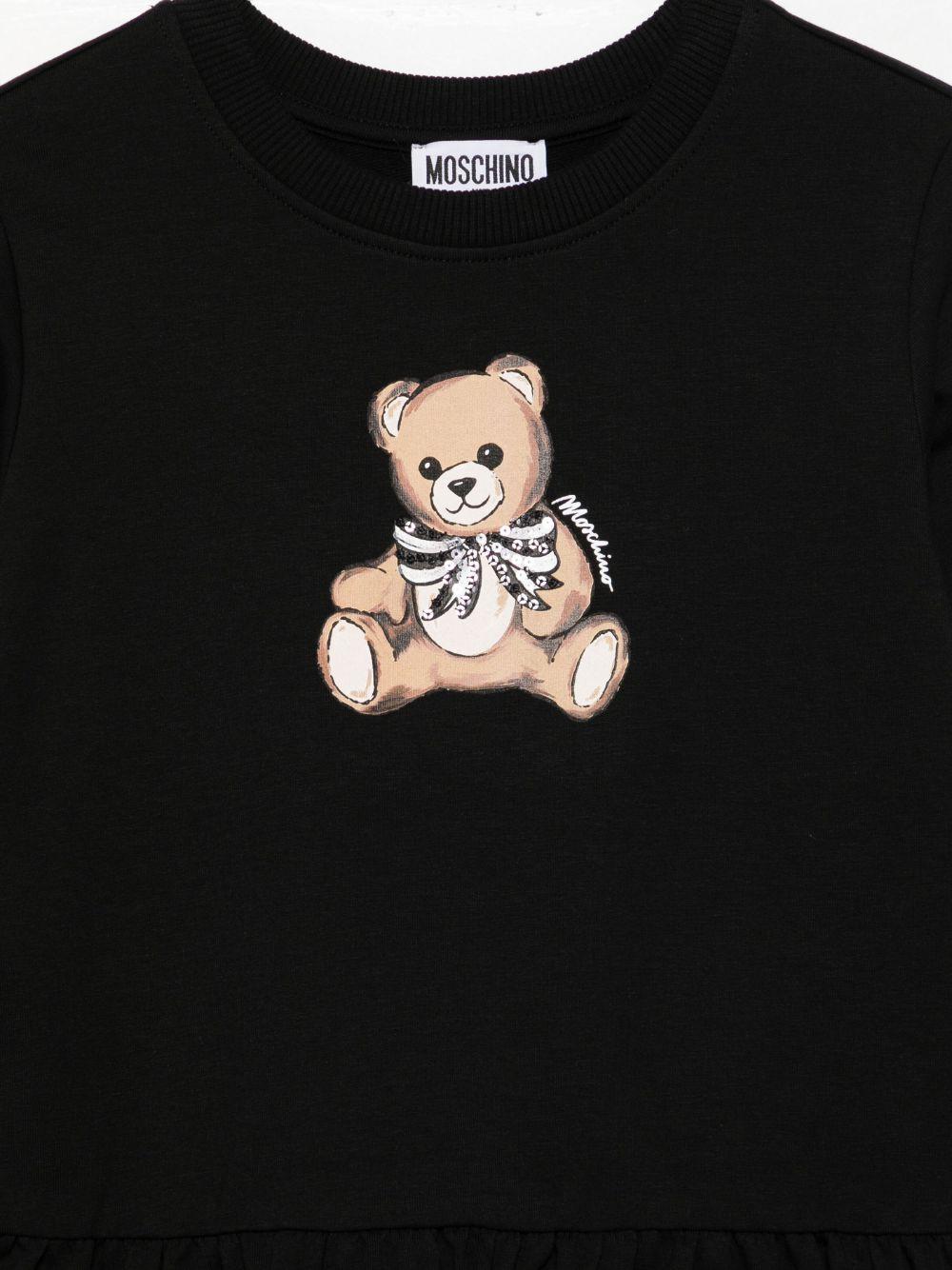Abito per bambina Moschino Kids nero con logo Teddy Bear - Rubino Kids