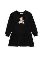 Abito per bambina Moschino Kids nero con logo Teddy Bear - Rubino Kids
