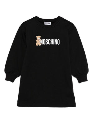 Abito per bambina Moschino Kids nero con stampa Teddy Bear