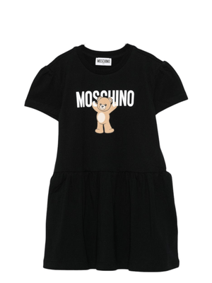 Moschino Kids black teddy print dress for girls MOSCHINO KIDS