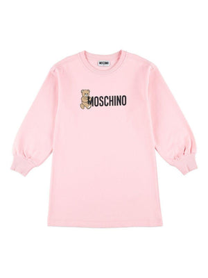 Abito per bambina Moschino Kids rosa con logo Teddy