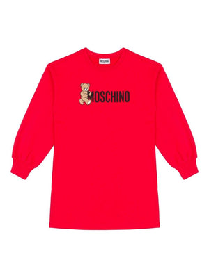 Abito per bambina Moschino Kids rosso a maniche lunghe con logo