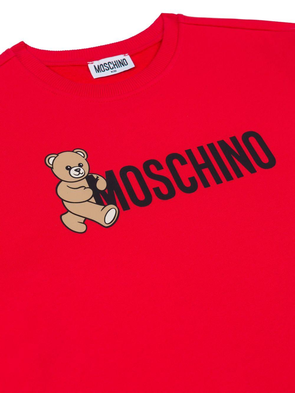Abito per bambina Moschino Kids rosso a maniche lunghe con logo - Rubino Kids