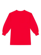 Abito per bambina Moschino Kids rosso a maniche lunghe con logo - Rubino Kids